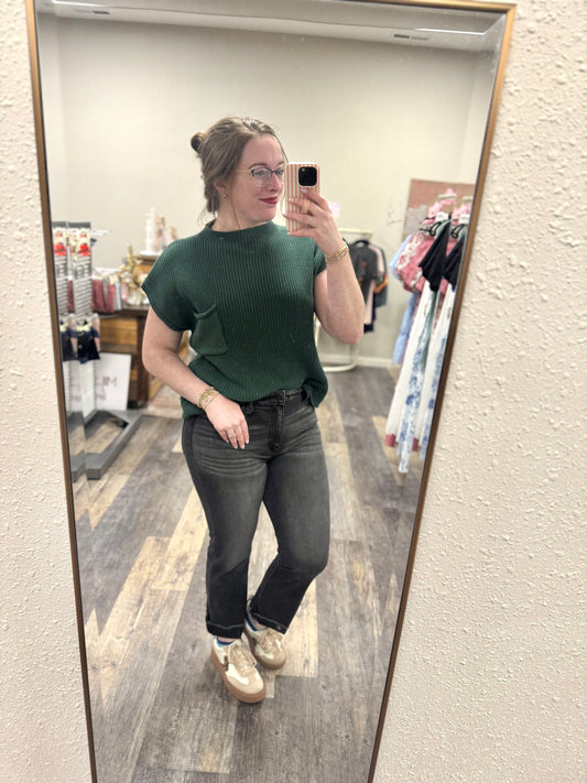 Black Straight Cropped Jean