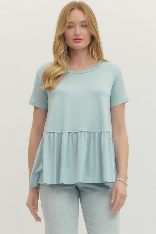 Light Blue Flutter Blouse