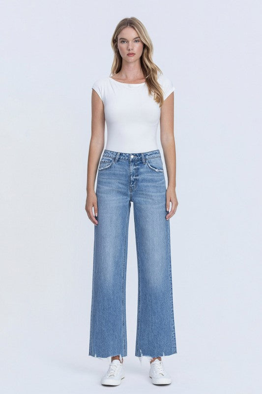 High Rise Clean Cut Wide Jean