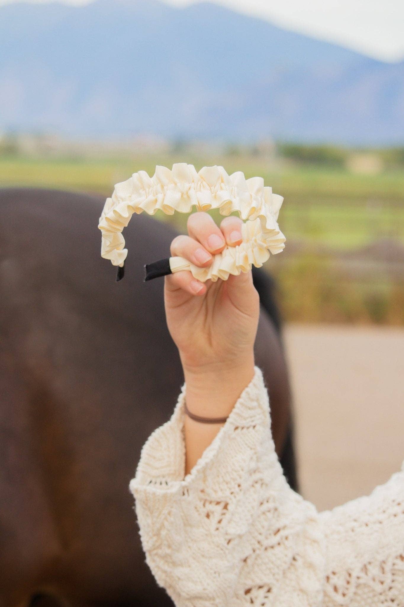 Cream Ruffle Headband