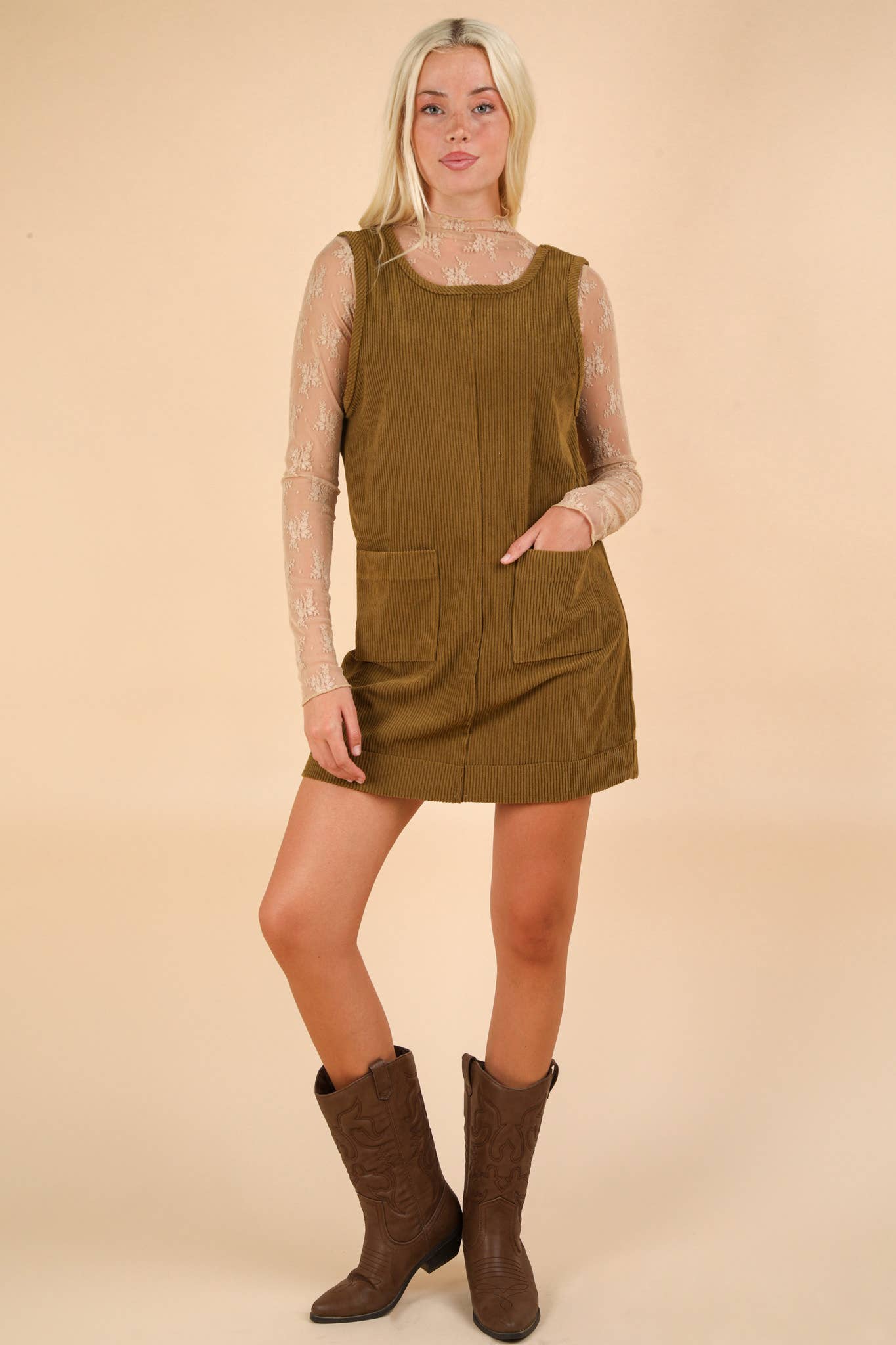 Corduroy Backless Casual Mini Dress