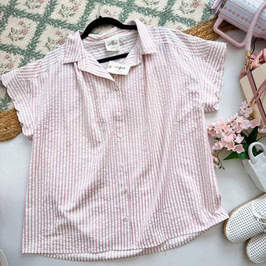 Ada Striped Scallop Trim Blouse