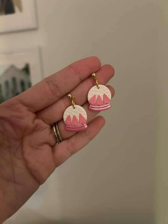Pink Snowglobe Dangles