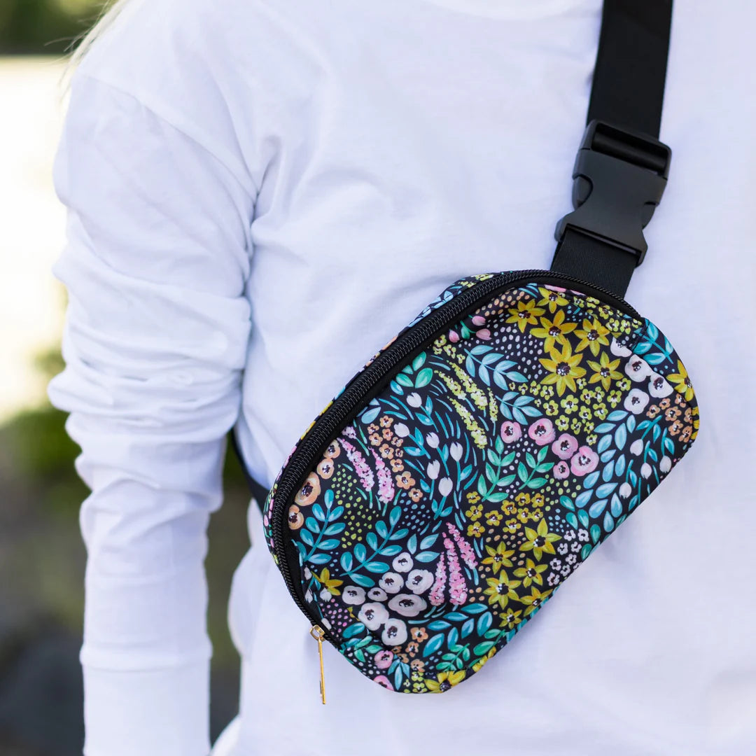 Black Floral Belt Bag