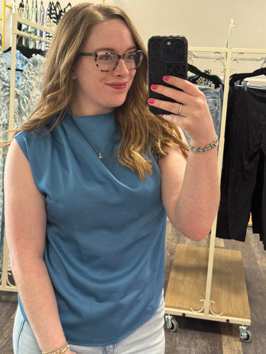 Teal Satin Blouse