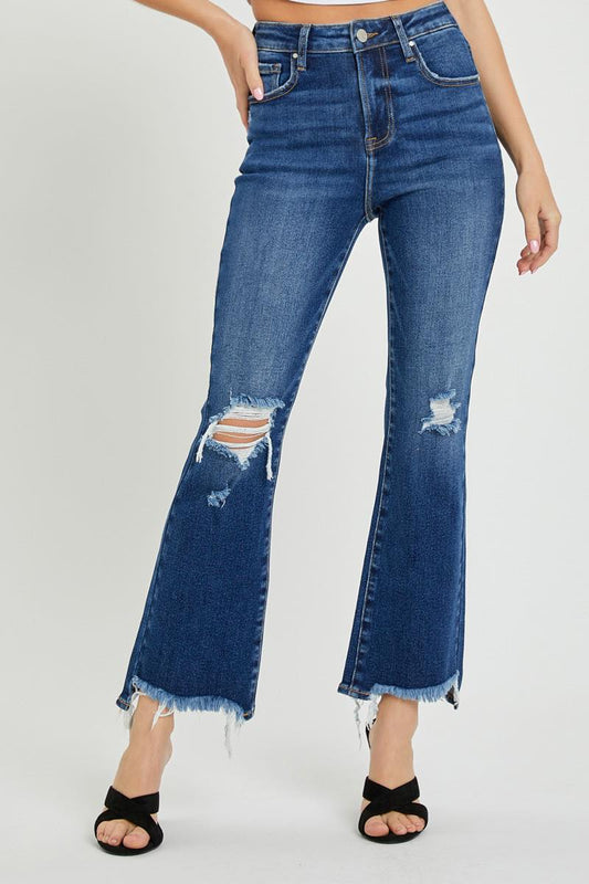 High Rise Crop Flare Jeans