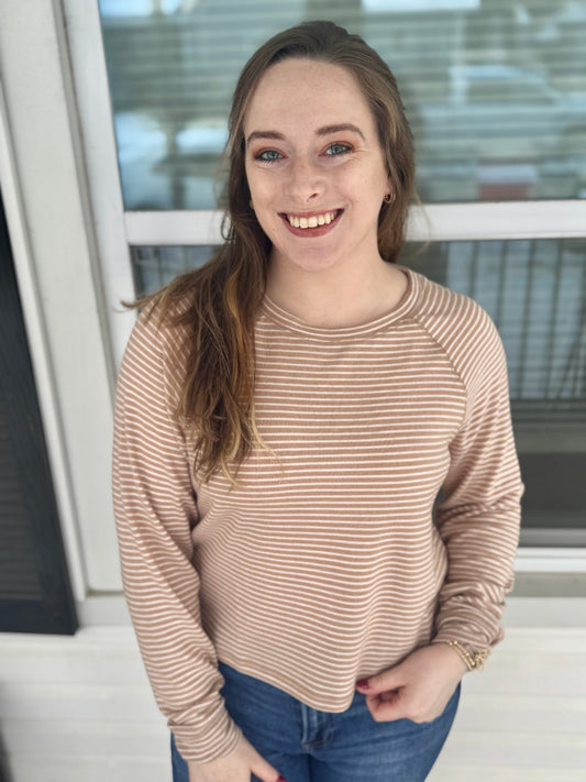 Cream + Taupe Raglan Top