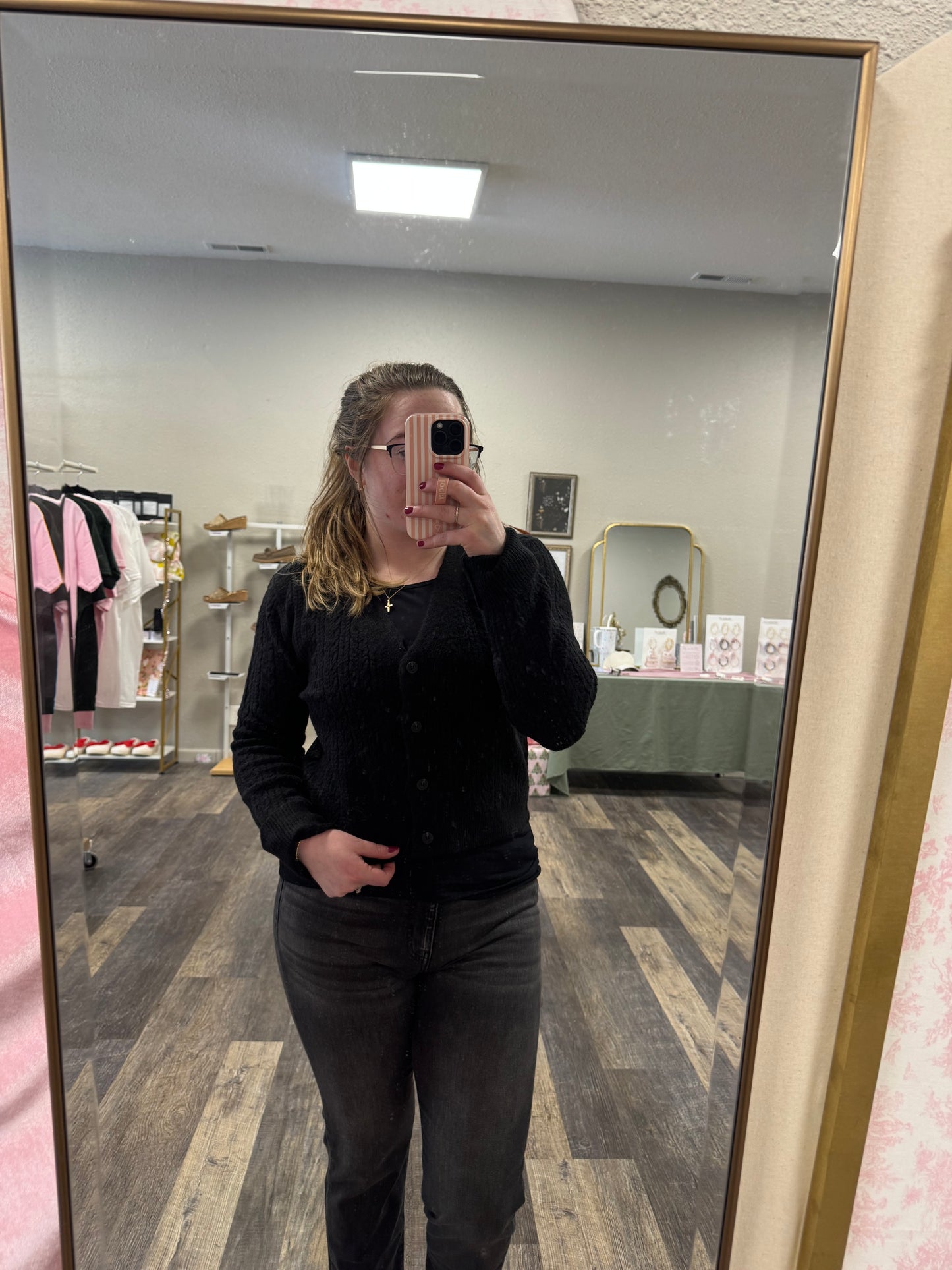 Black Cable Knit Cardigan