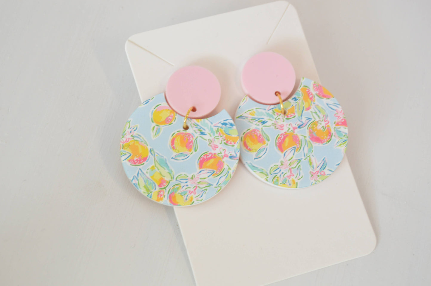 Preppy Earrings, Colorful Notched Circle Earrings