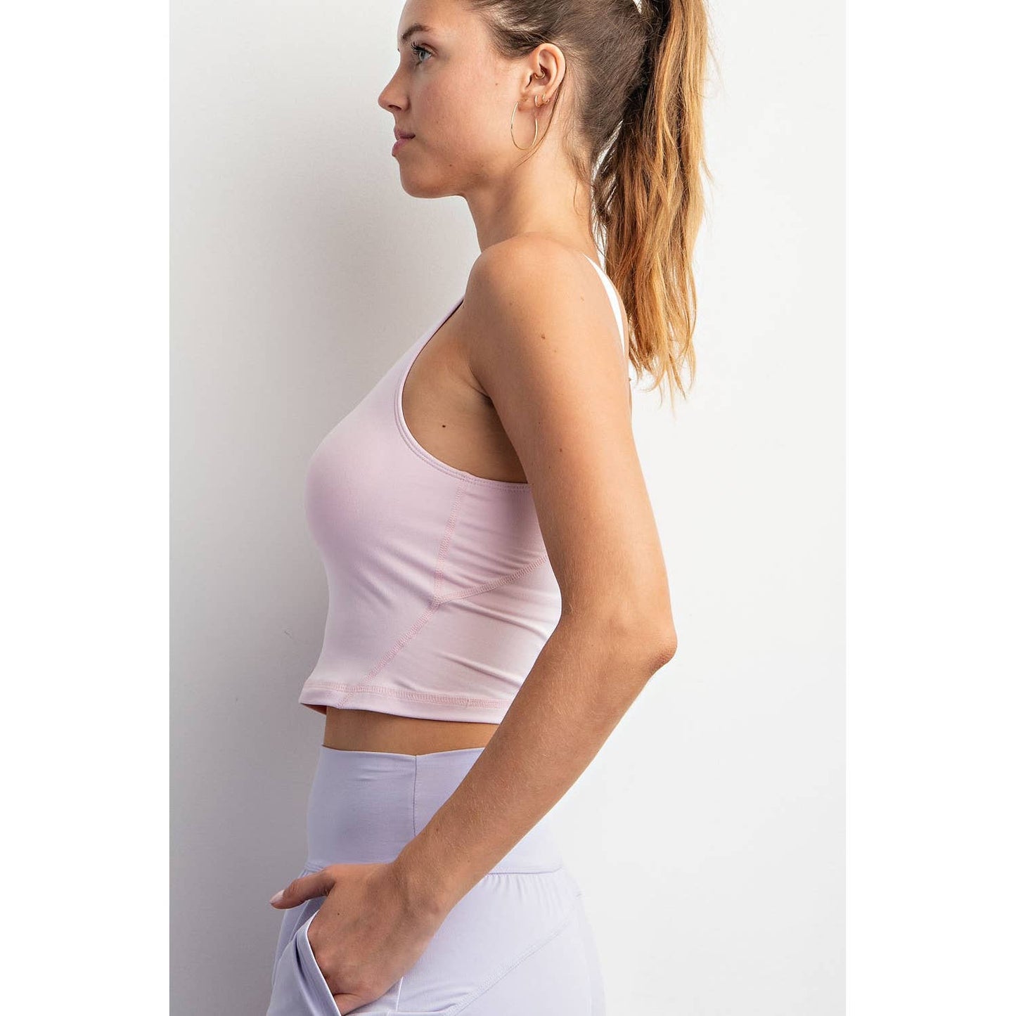 V NECK YOGA TOP: Java / L