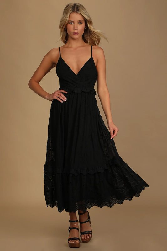 Black Eyelet Maxi Dress