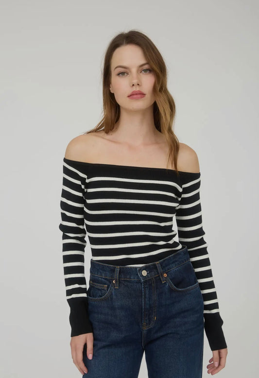 Boatneck Knit Striped Sweater