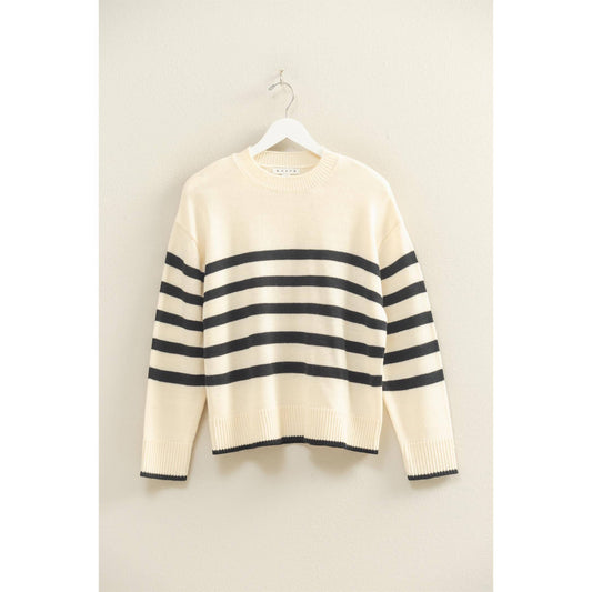Striped Casual Crew Neck Soft Sweater: