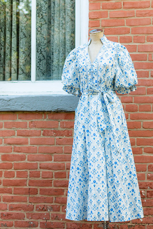 Blue Floral Midi Dress