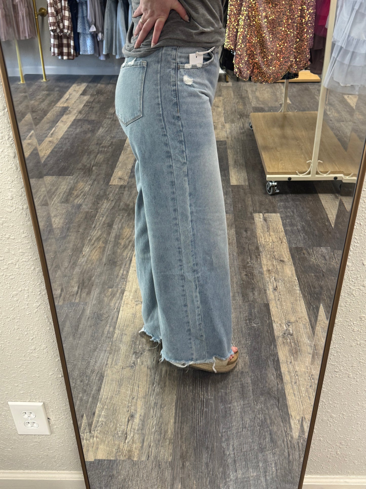 Vervet Wide Leg Raw Hem Jean
