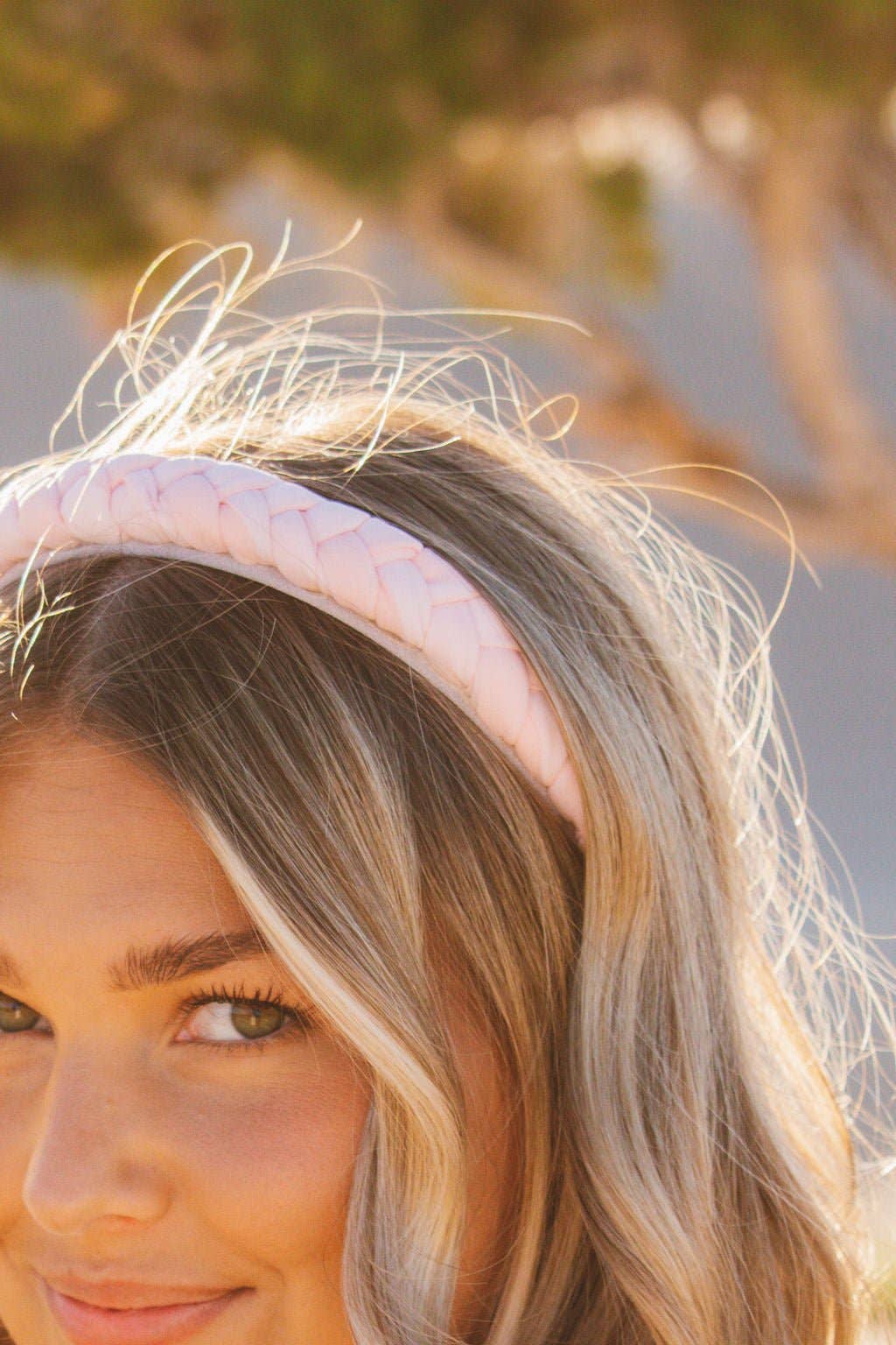 Braided Chiffon Headband - Multiple Colors: Peach