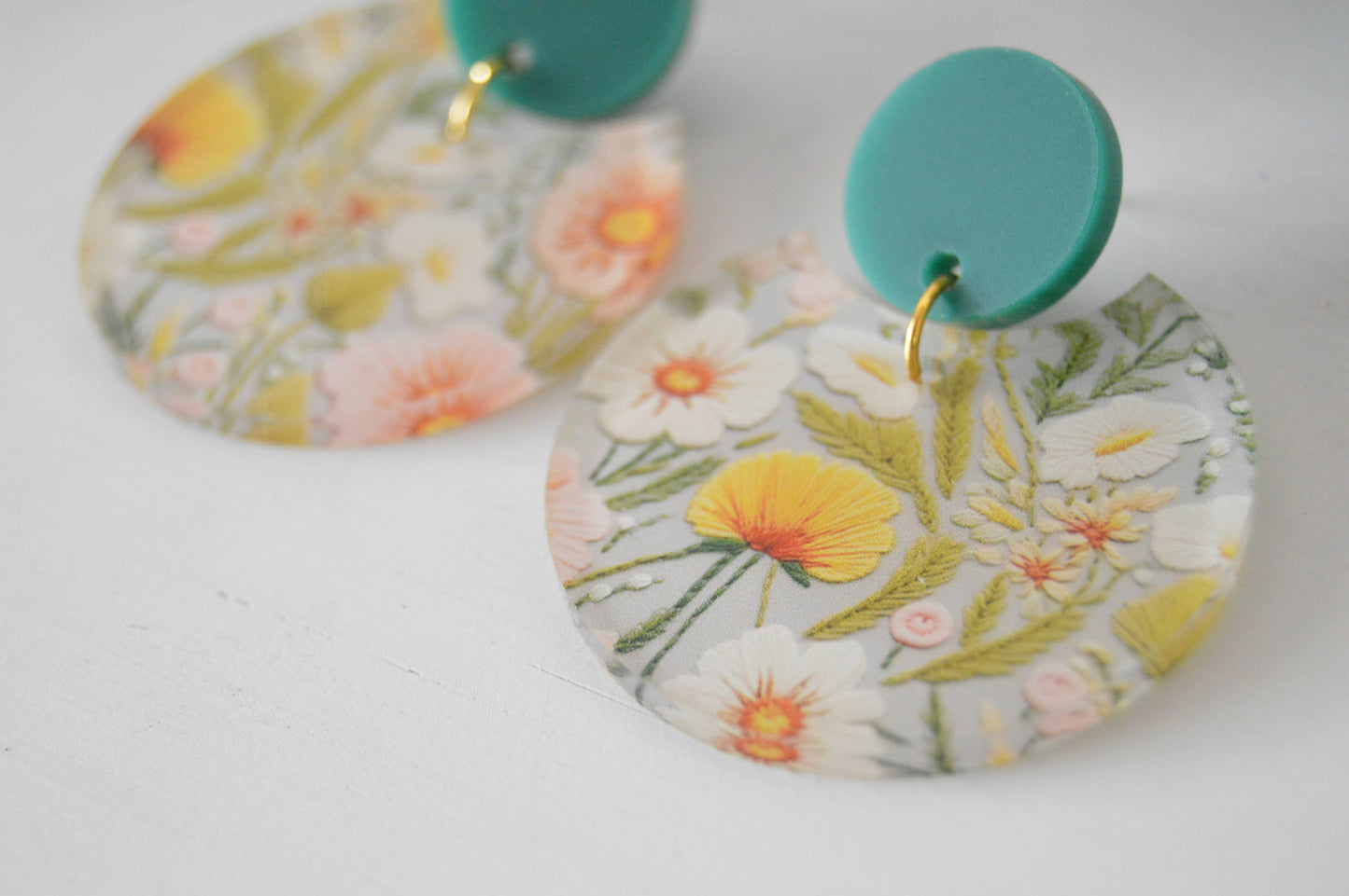 Embroidered Floral Summer Earrings