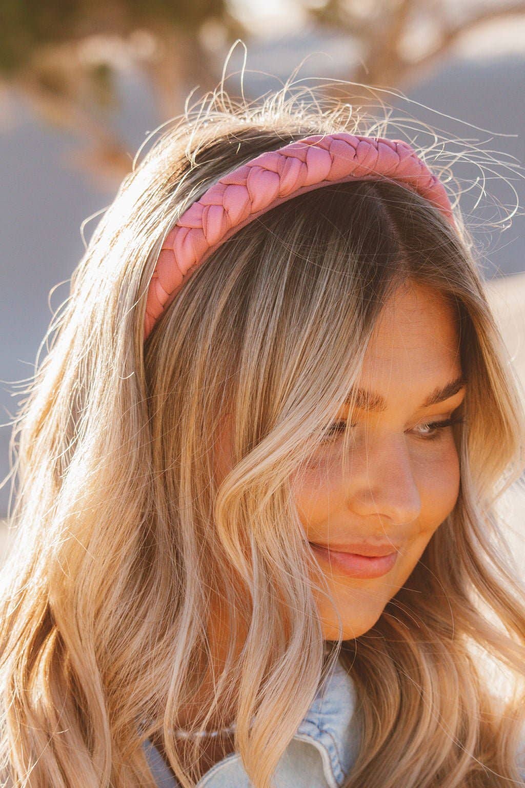 Braided Chiffon Headband - Multiple Colors: Peach