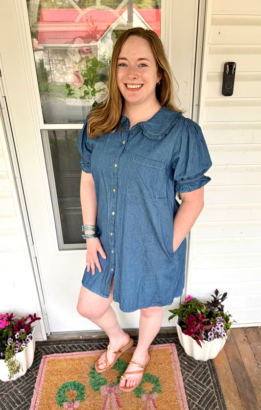 Collared Chambray Dress