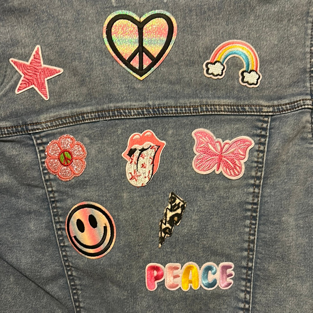 Women's Crop Fitted Denim Jacket- PEACE Assortment