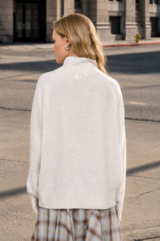 Oatmeal Mockneck Relaxed Sweater