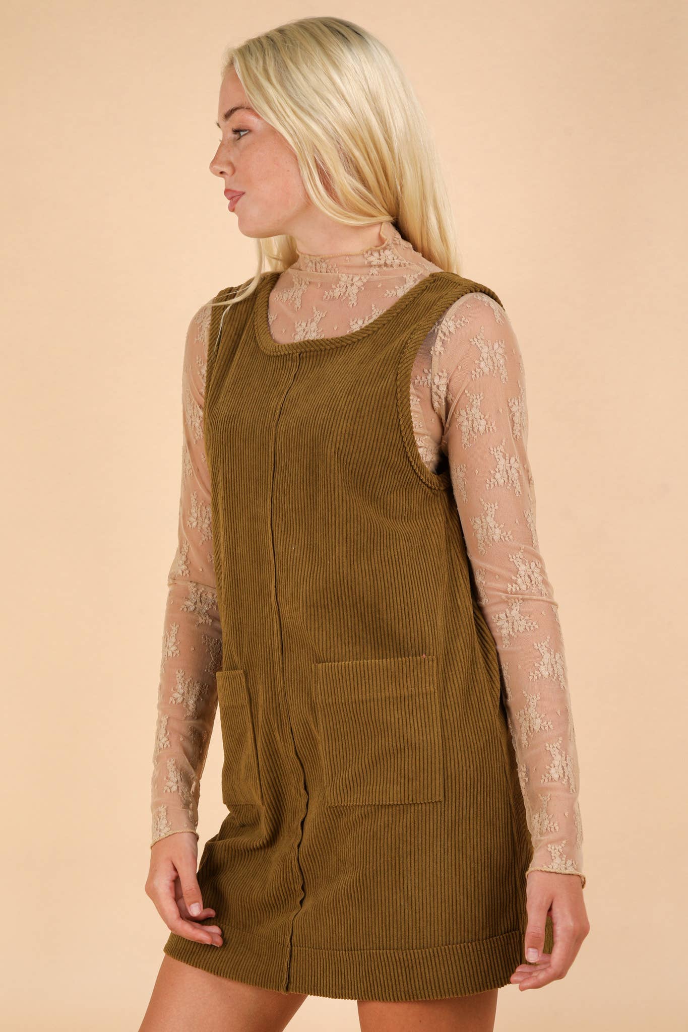 Corduroy Backless Casual Mini Dress