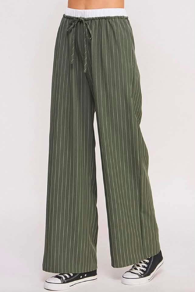 Olive Pinstripe Pants