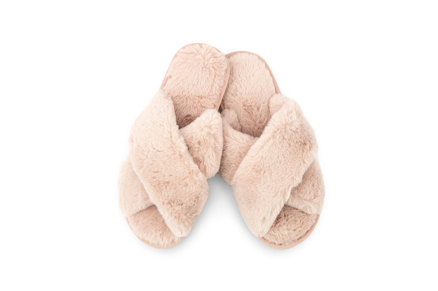 Plush Crossband Slide House Slippers: Small / White