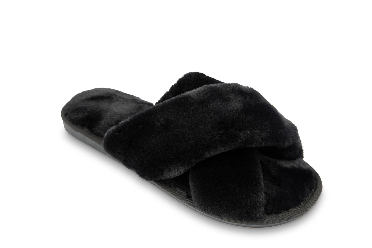 Plush Crossband Slide House Slippers: Small / White