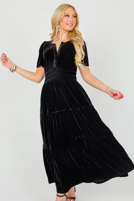 Black Velvet Maxi Dress