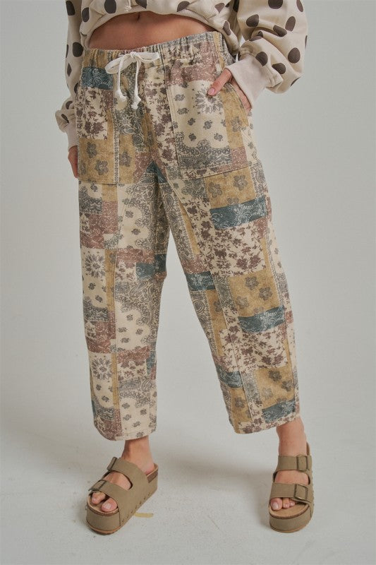 Patchwork Barrel Pants