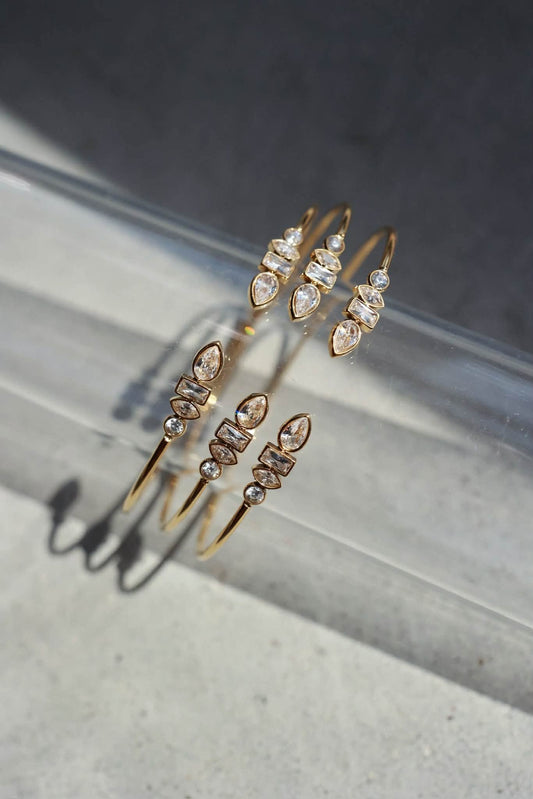 Dainty Fine Line CZ Cuff Bracelet