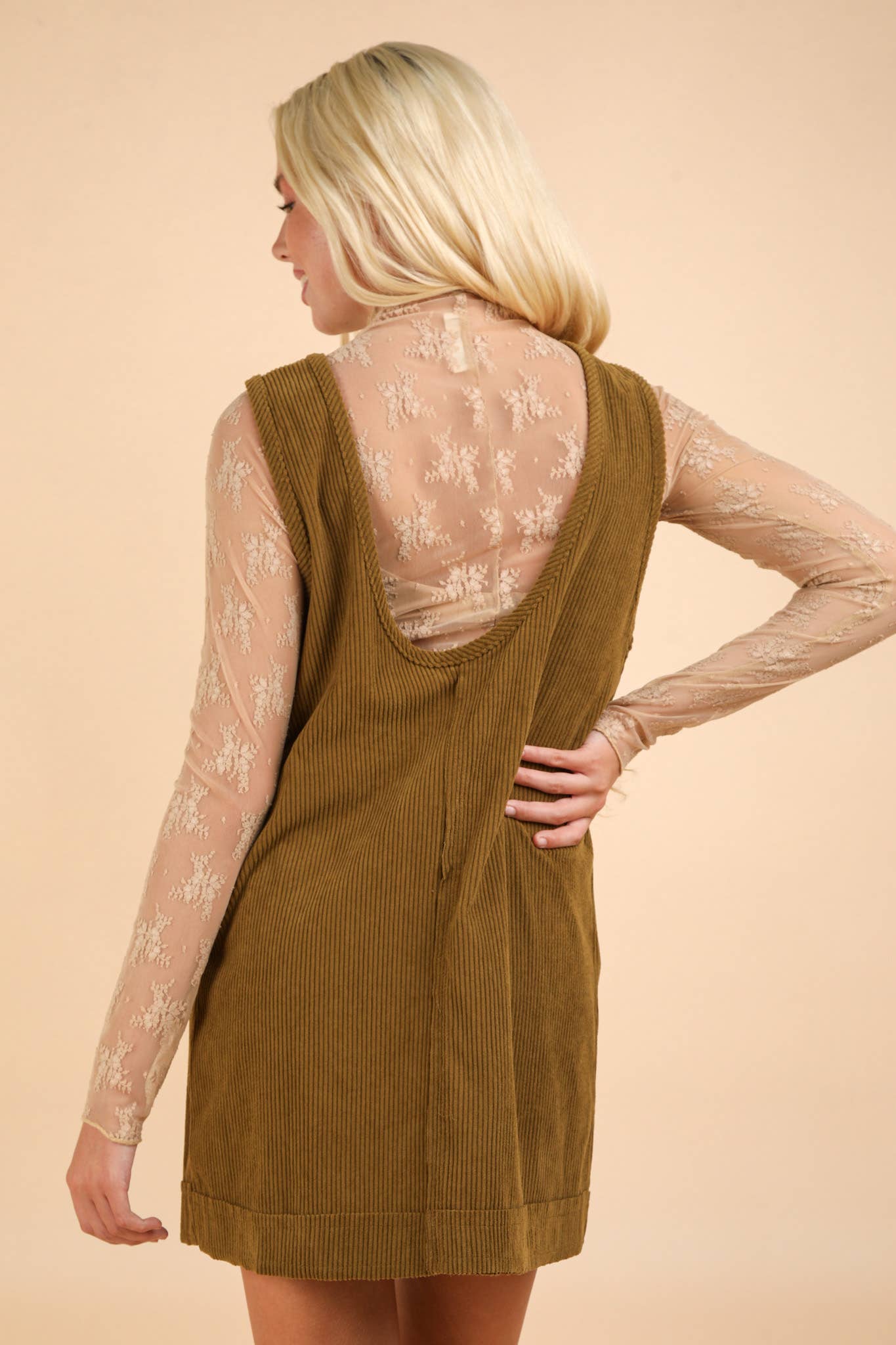 Corduroy Backless Casual Mini Dress