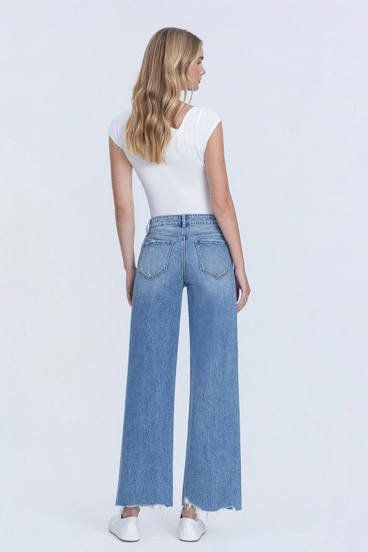 High Rise Clean Cut Wide Jean