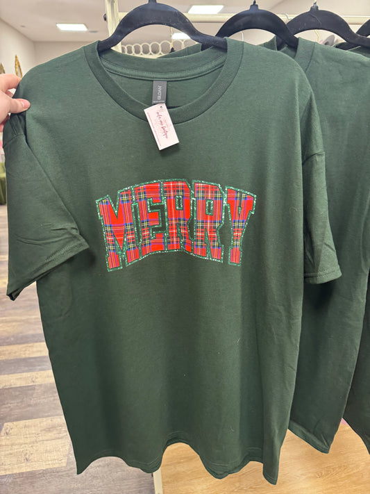 Plaid Merry Graphic Tee