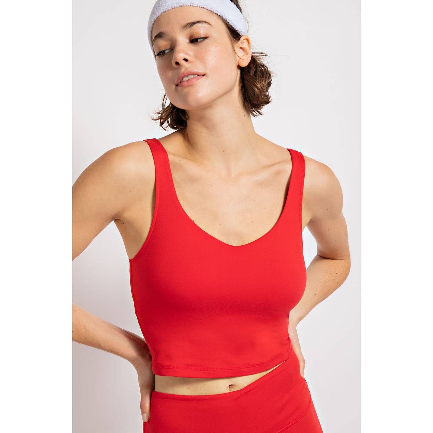 V NECK YOGA TOP: Java / L