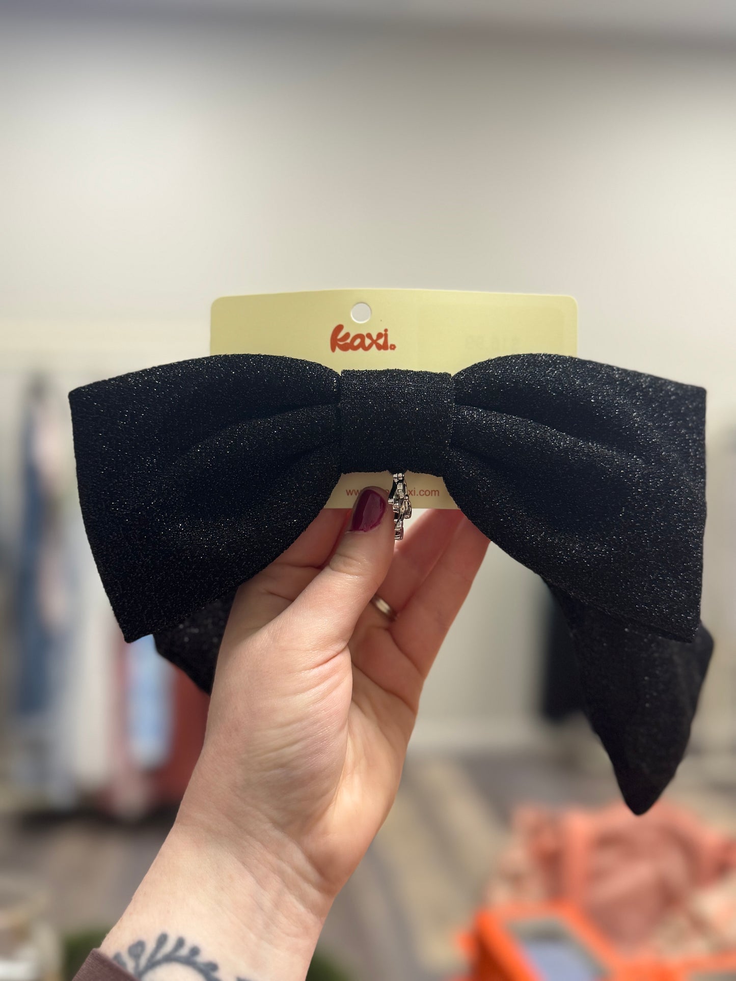 Black Glitter Hair Bow