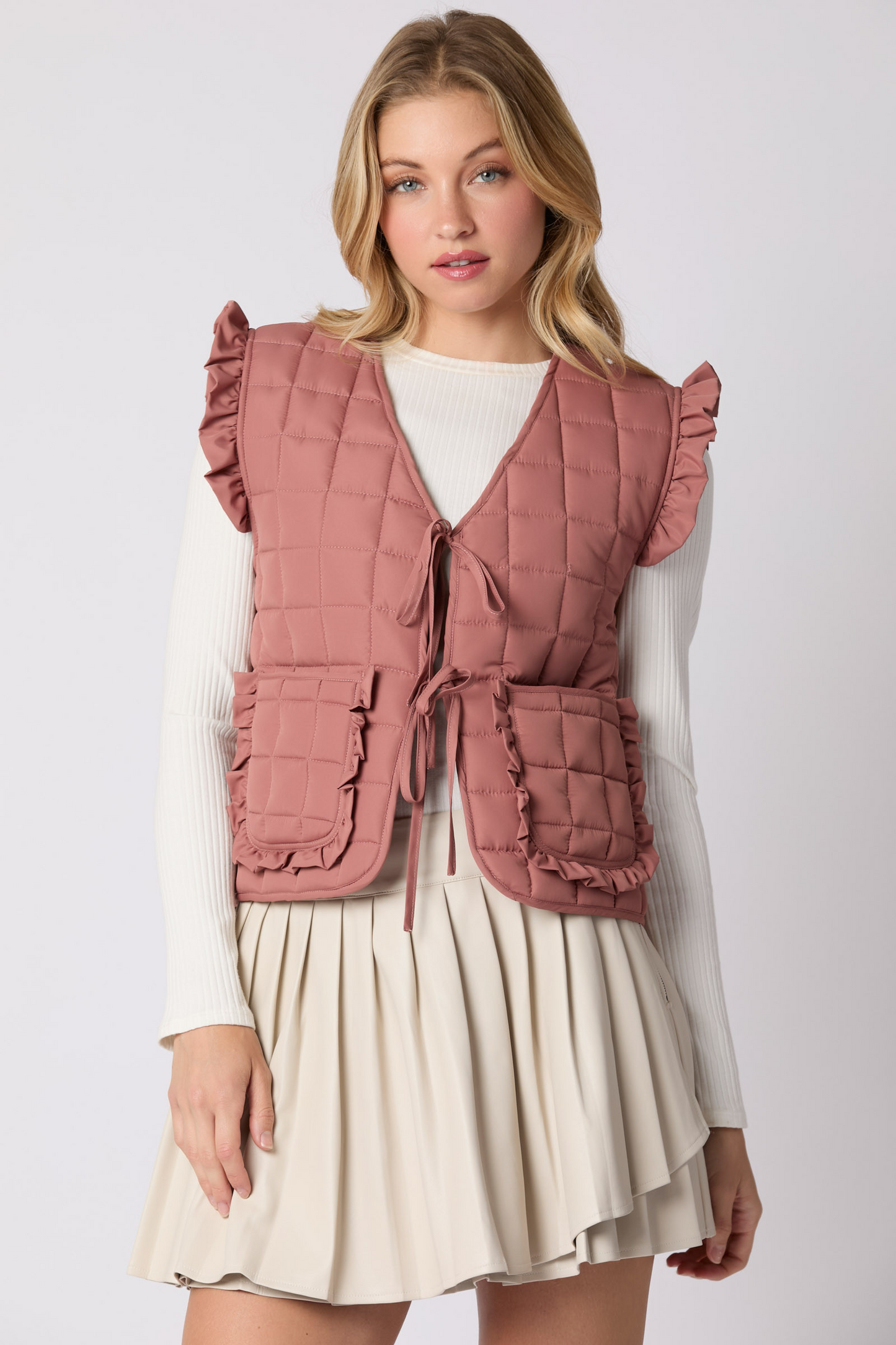 Mauve Ruffled Quilt Vest