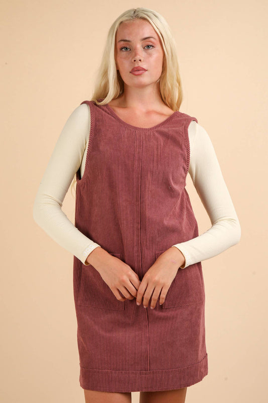 Corduroy Backless Casual Mini Dress