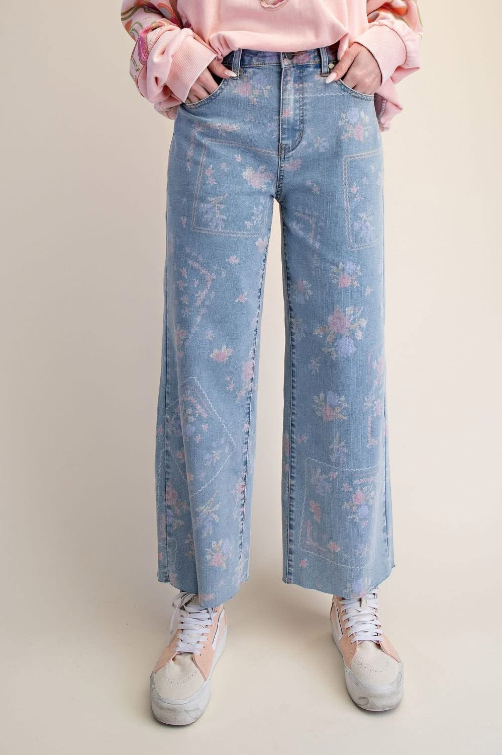 Floral Vintage Denim Jeans