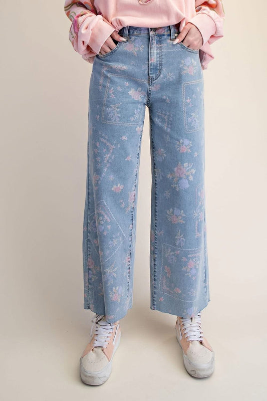 Floral Vintage Denim Jeans