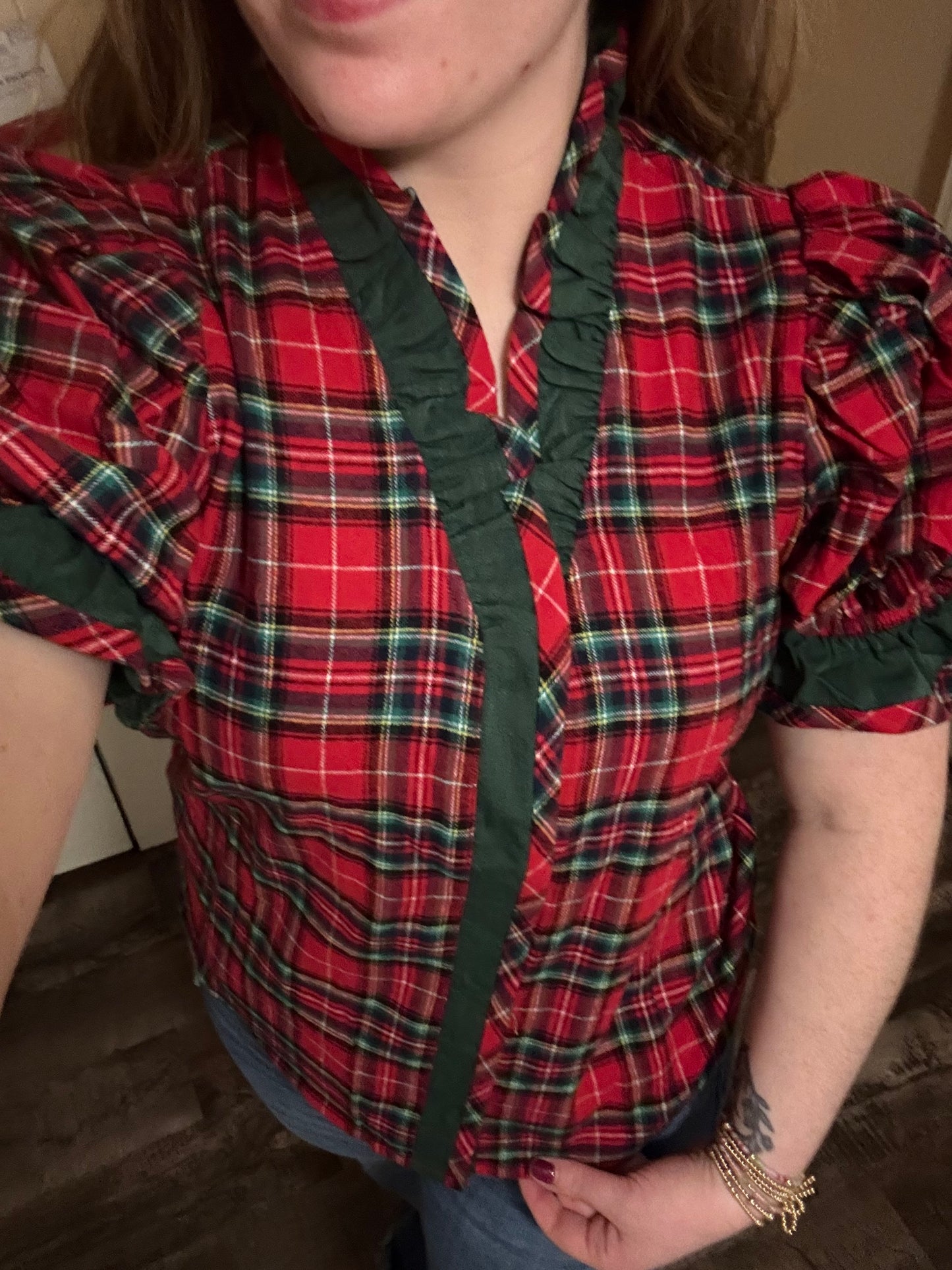 Plaid Ruffle Blouse