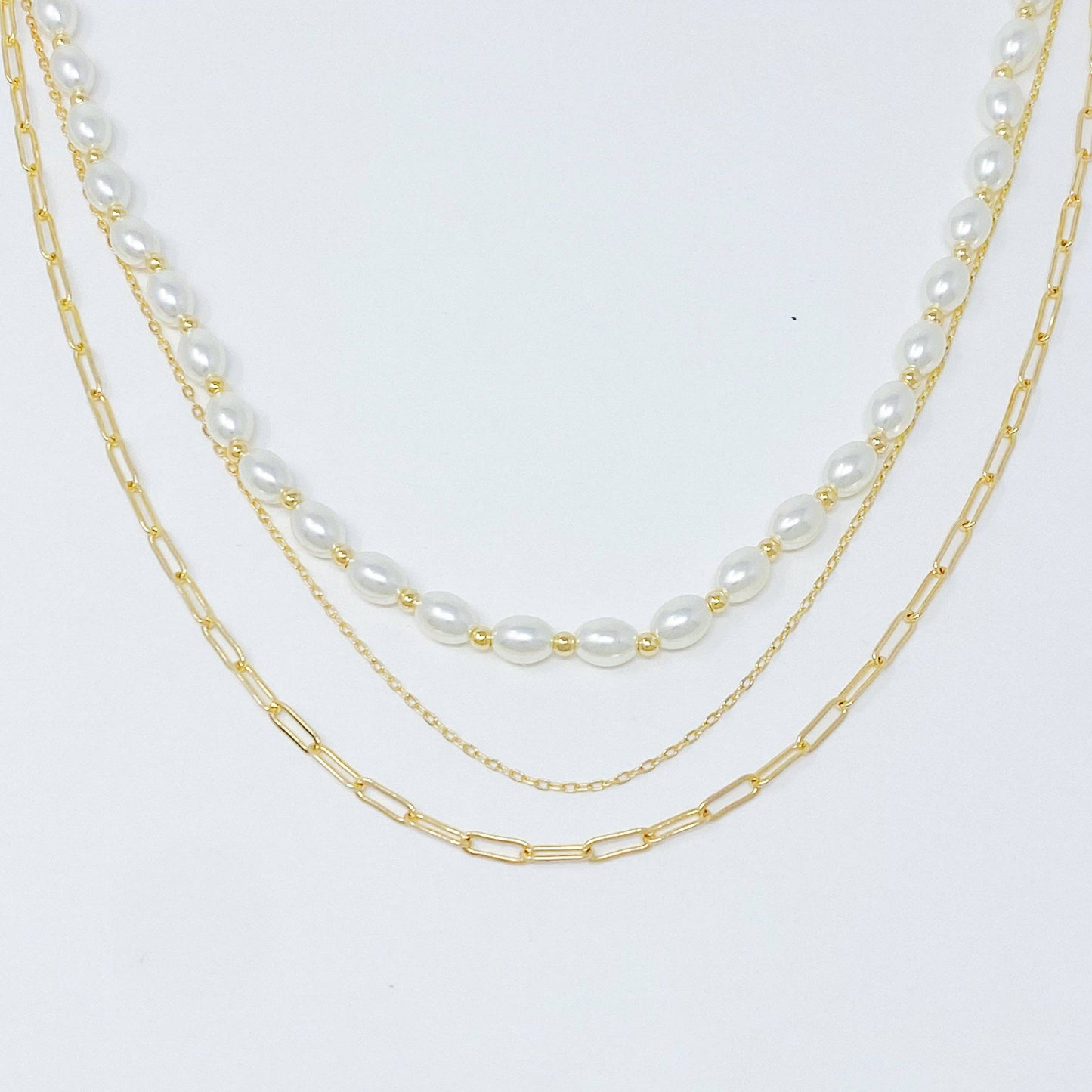 Layered Pearl And Chain Necklace