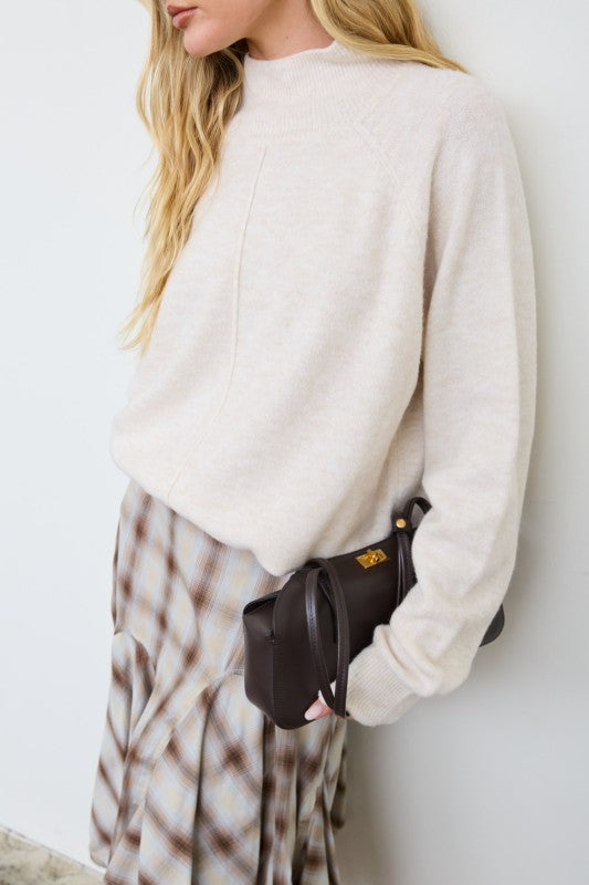 Oatmeal Mockneck Relaxed Sweater