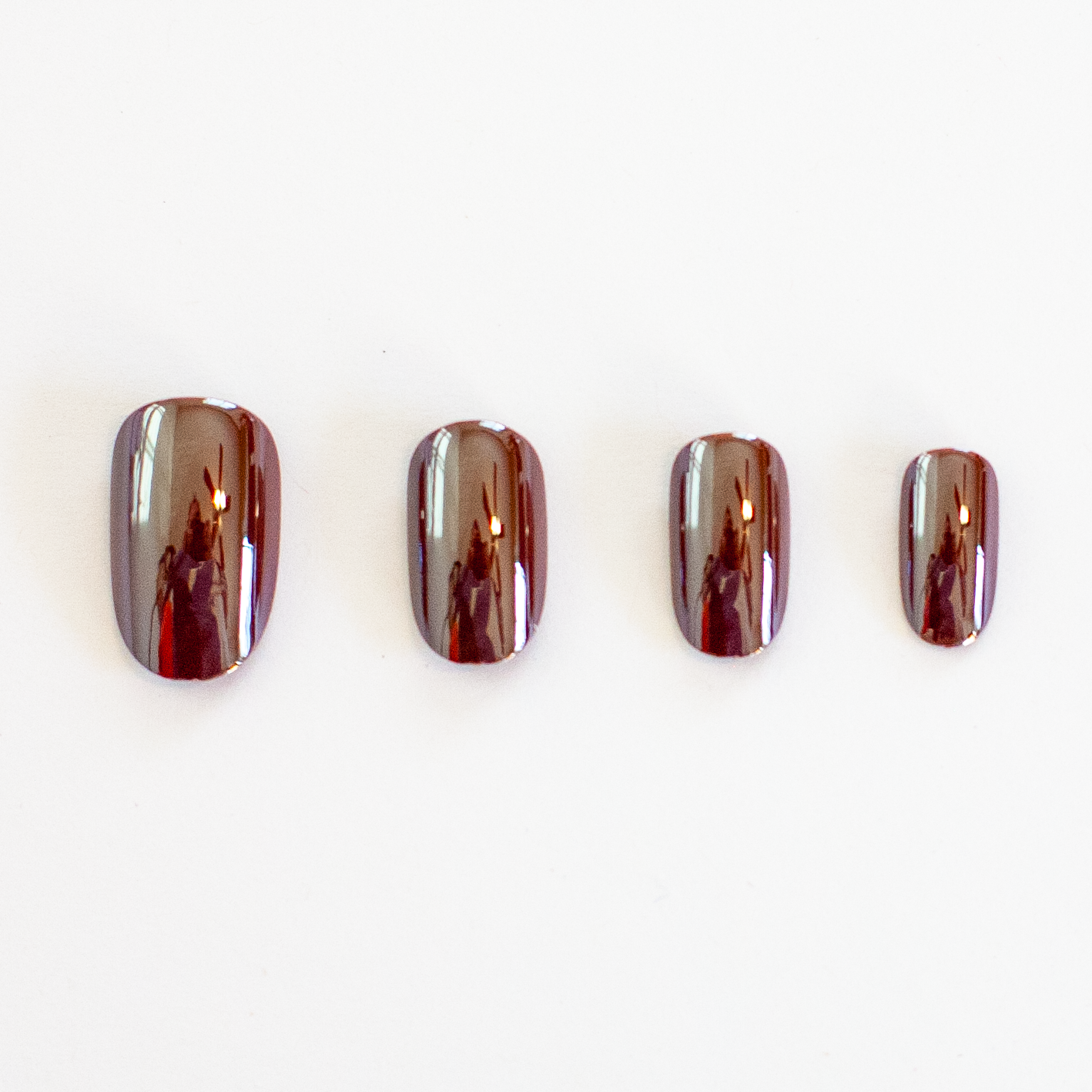 Cocoa Chrome | Dark Brown Mirror Finish Press-On Nails Set