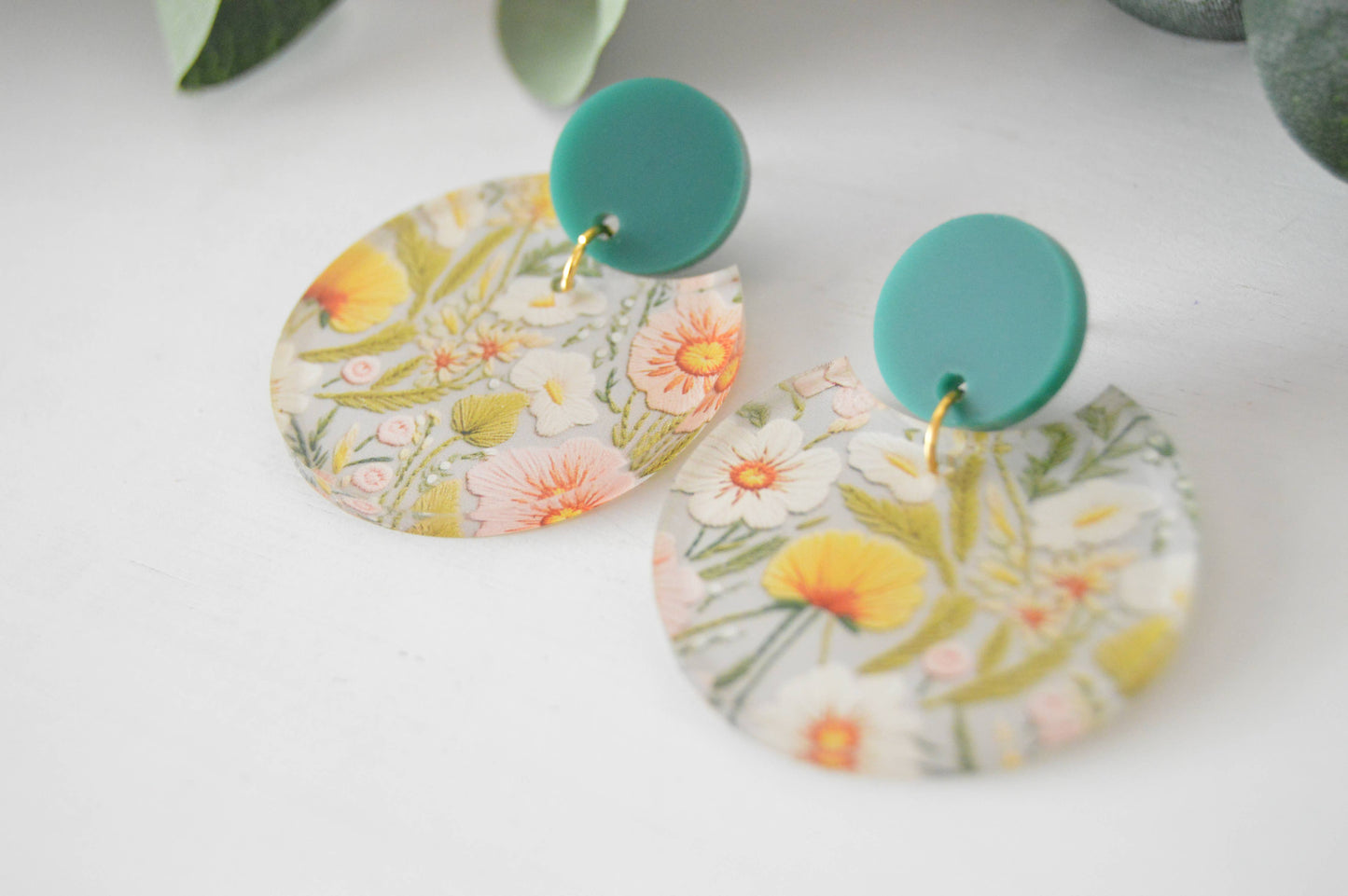 Embroidered Floral Summer Earrings