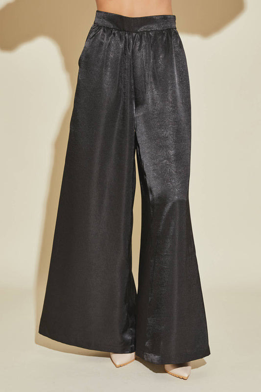 BACK ELASTIC BAND PANTS: BLACK