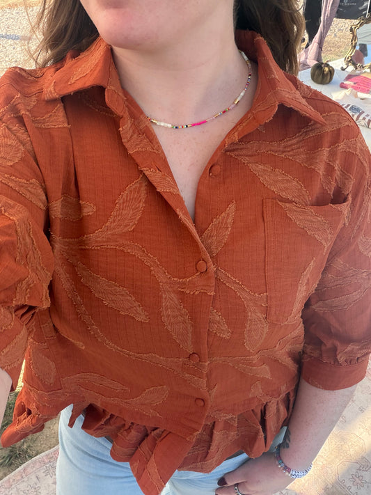 Fern Jacquard Peplum Blouse
