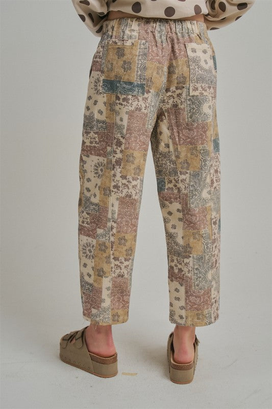 Patchwork Barrel Pants