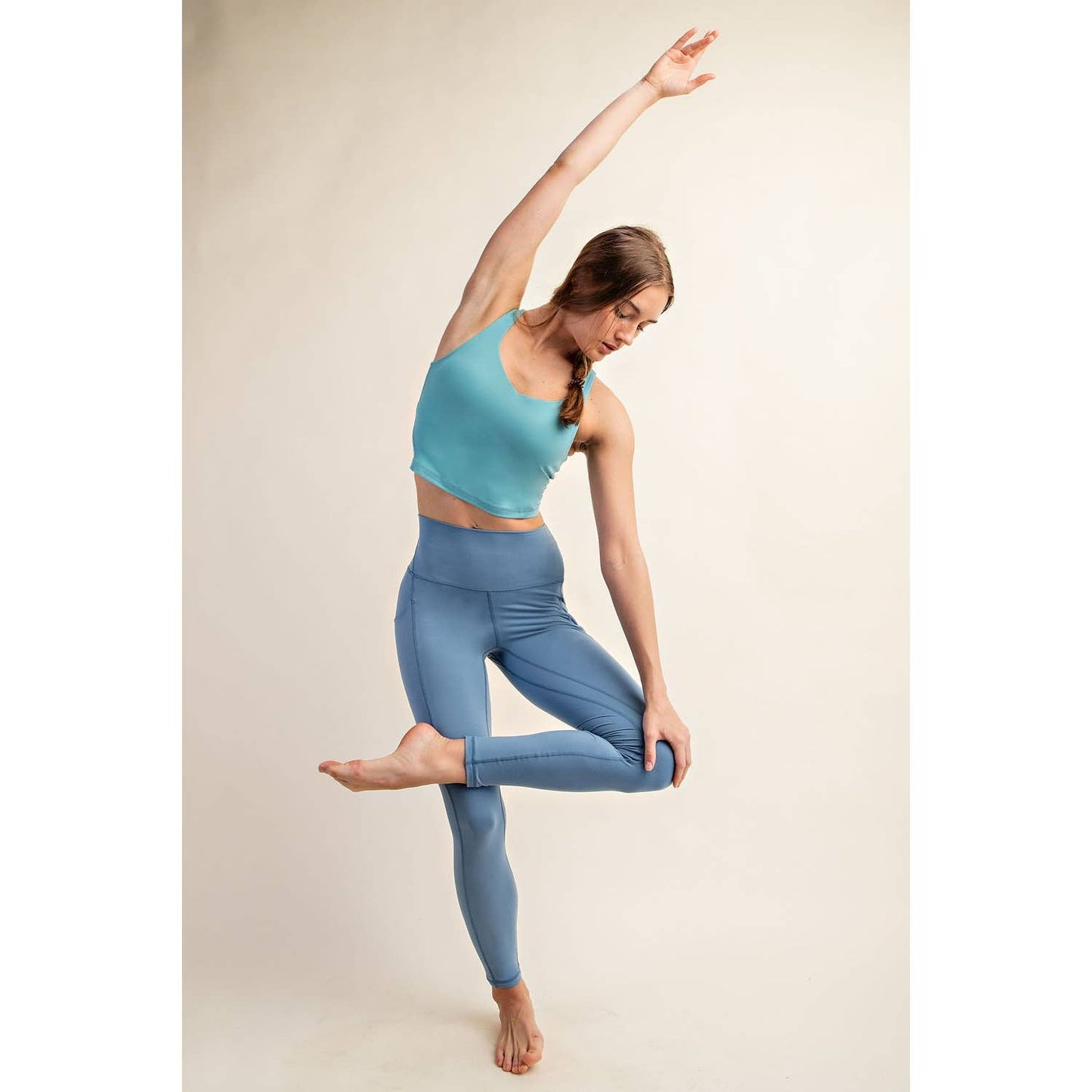 V NECK YOGA TOP: Java / L